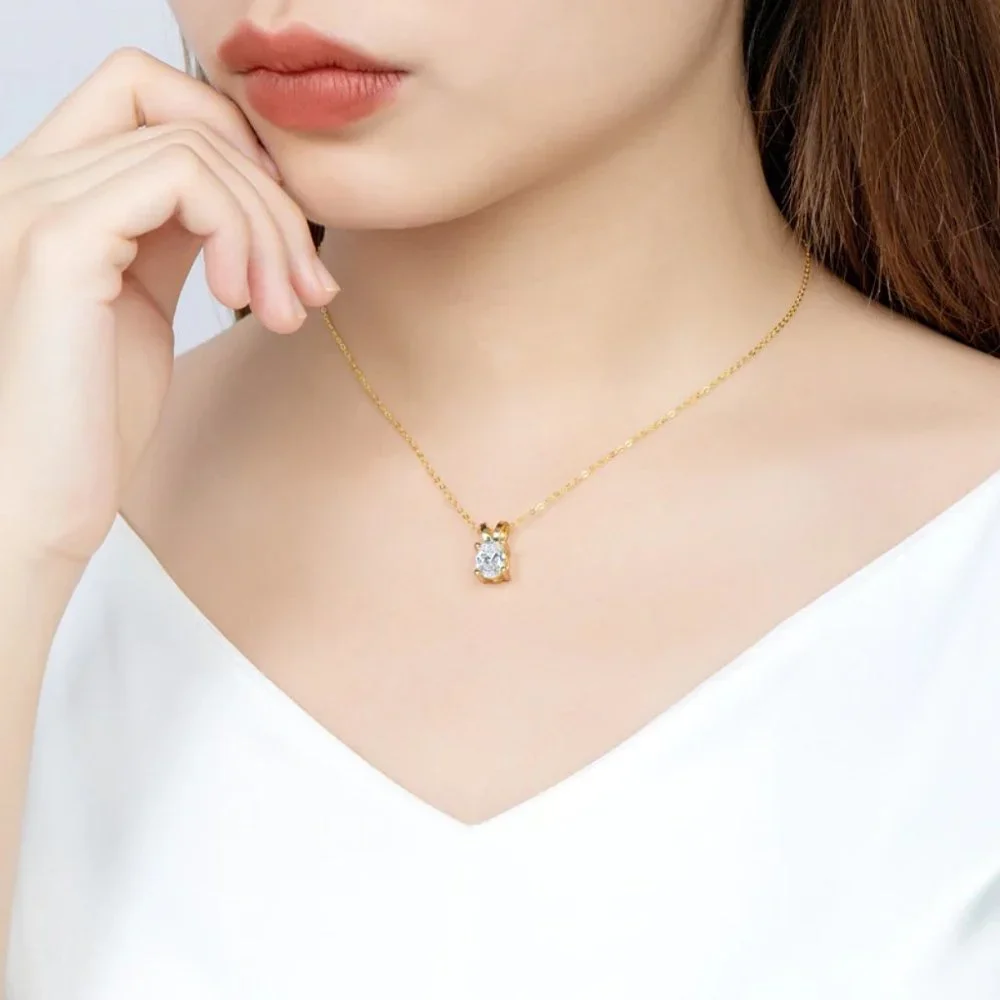 Certified 1ct. t.w. Moissanite Diamond Oval Pendant Necklace NEW